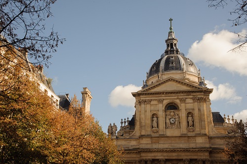 PARIS, FRANCE - OCTOBER 20, 2017: The Sorbonne is an edifice of the Latin Quarter, in Paris.